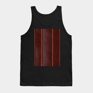 Dark Brown Ornamental Leather Switching, natural and ecological leather print #68 Tank Top